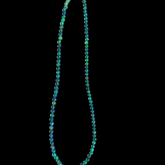 Natural Black Opal Necklace Handmade Solid 18K White Gold ,  October Birthstone - Picture 6 of 6